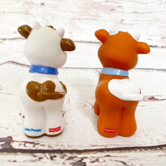 Vintage Little People Brown and White Cow Set - Picture 3 of 4